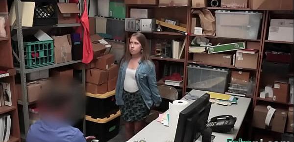  Innocent blonde school girl black mailed by fake manager